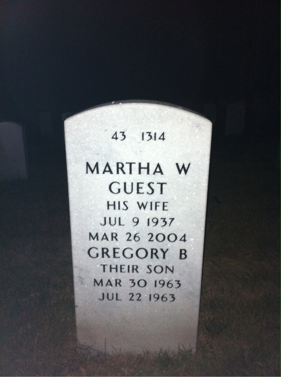 Back of headstone — Raymond West