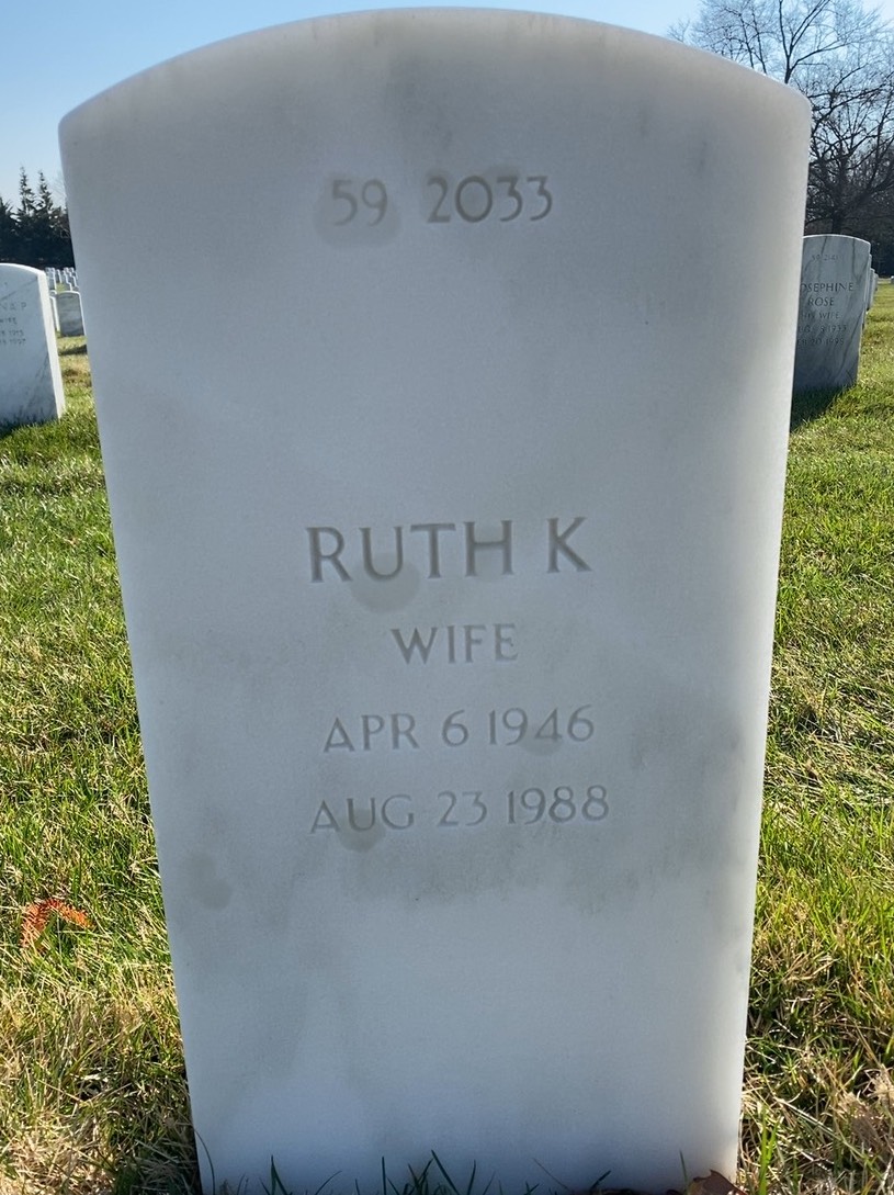 Back of headstone — Ruth Austin