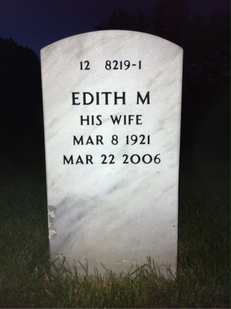 Back of headstone — Robert Hise
