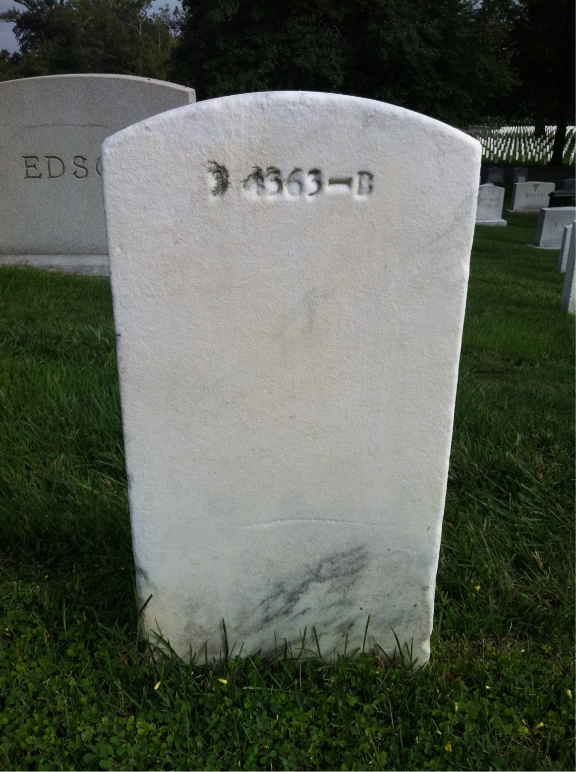 Back of headstone — James Alger