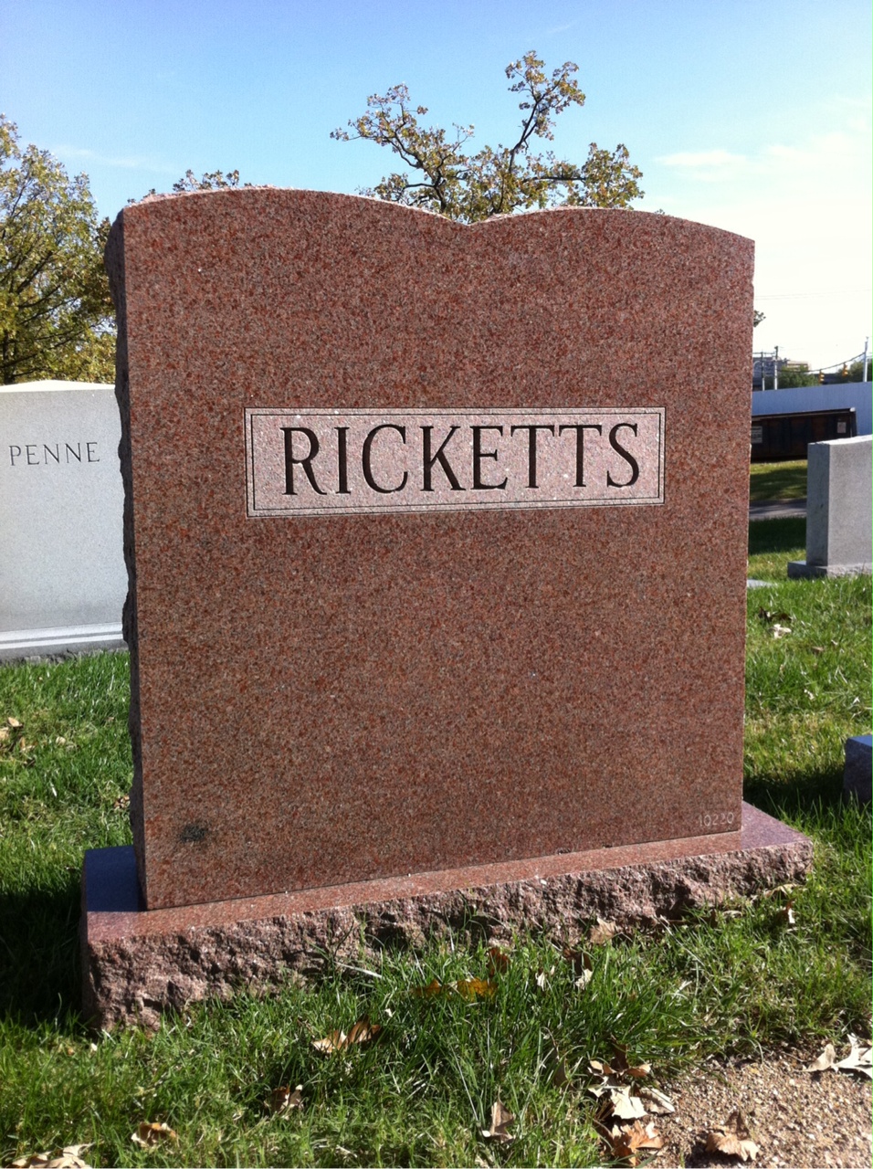 Back of headstone — Thomas Lee Ricketts