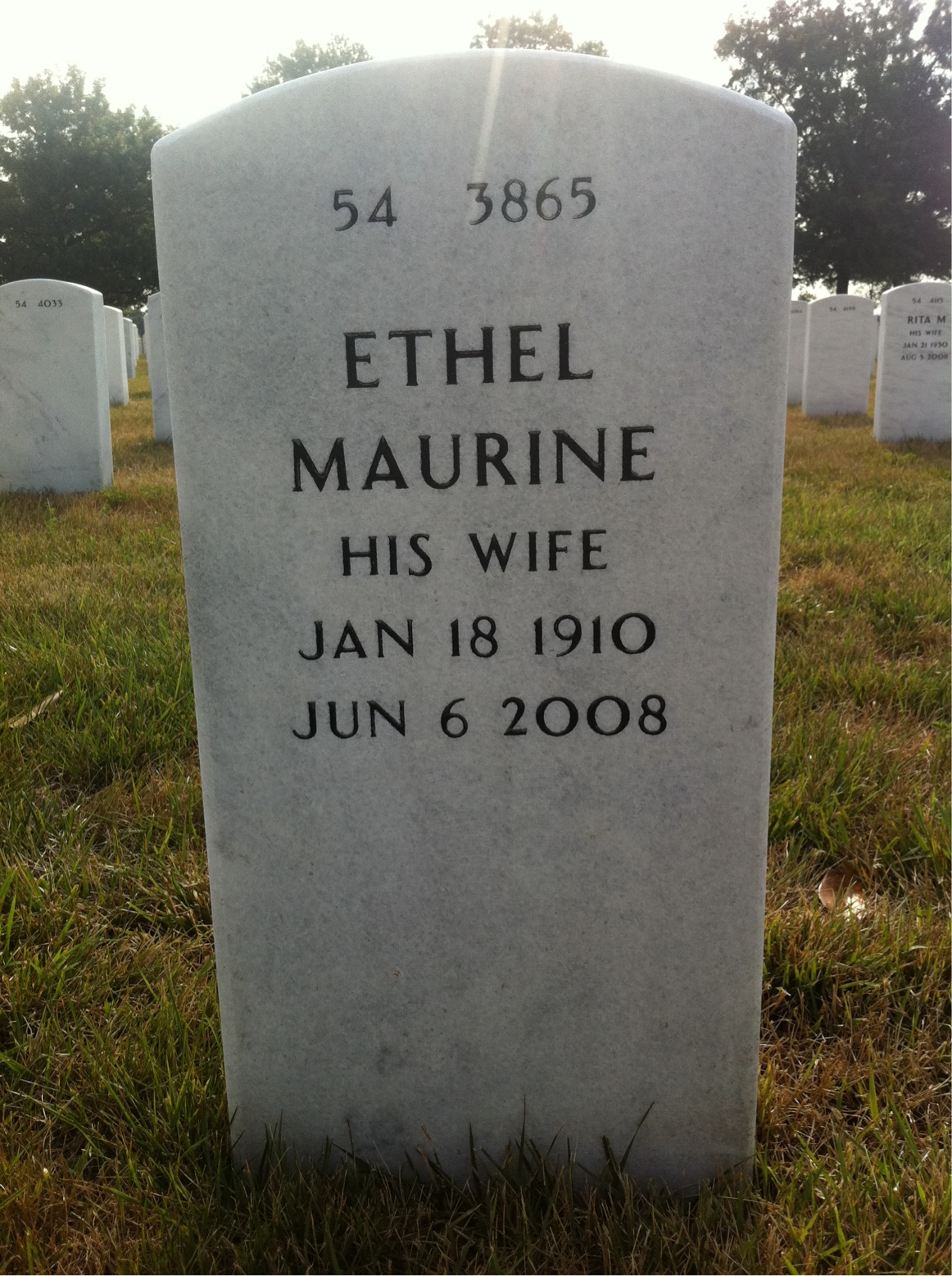 Back of headstone — Earl Chandler
