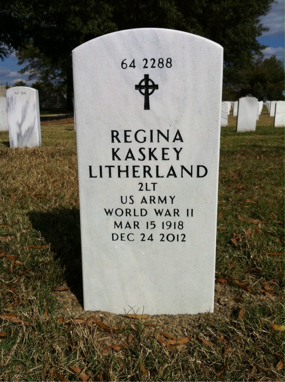 Back of headstone — Allyn Litherland