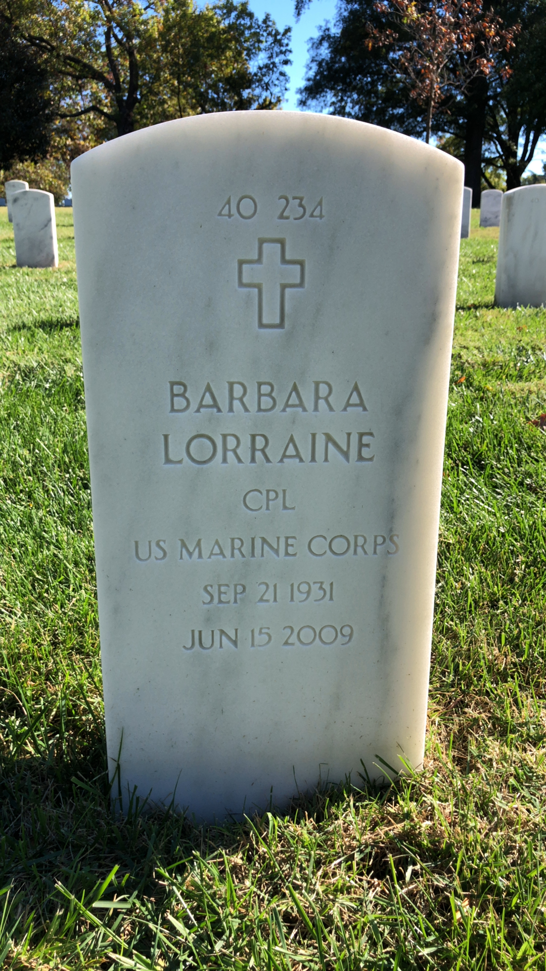 Back of headstone — Barbara Steffee