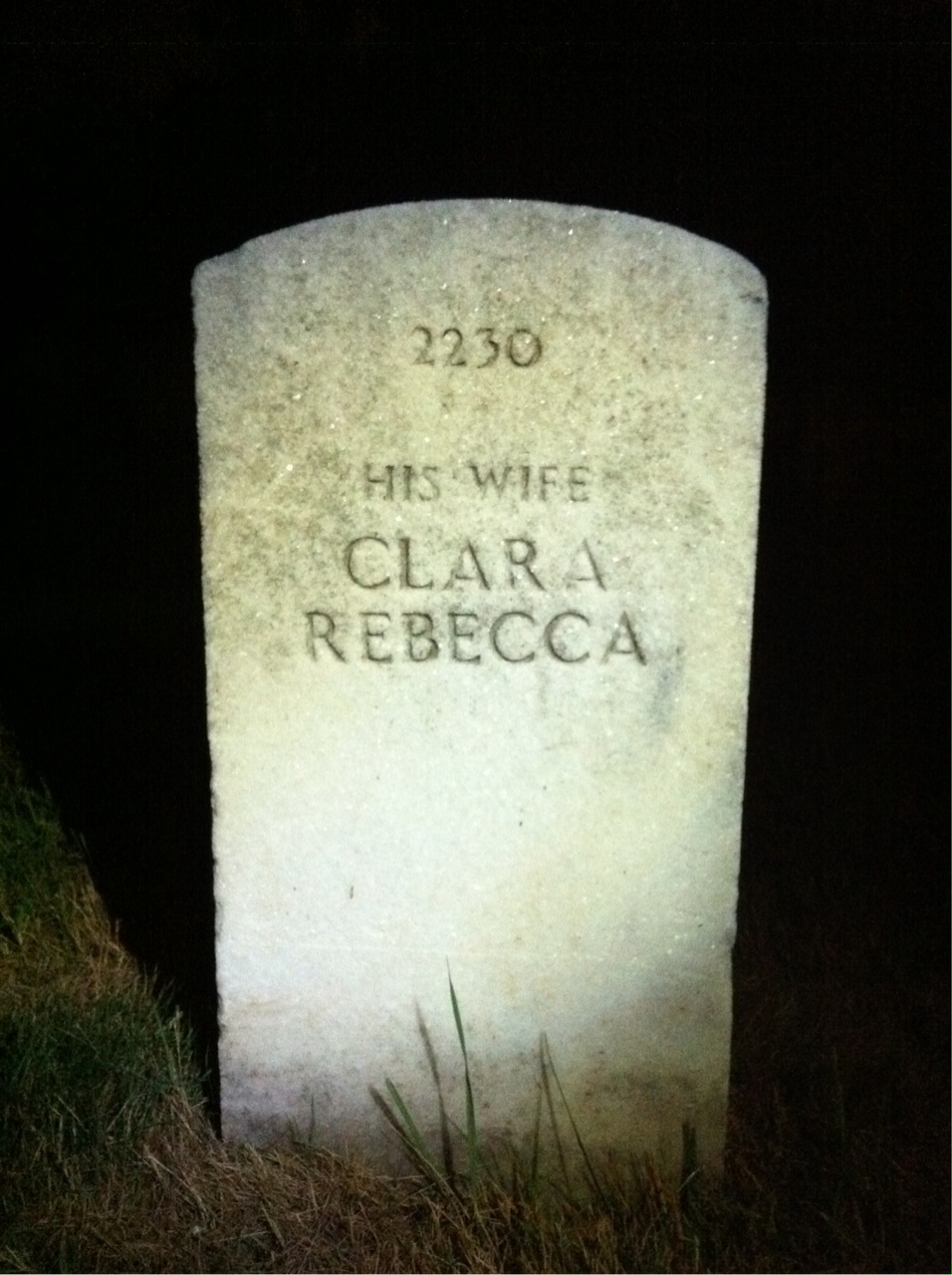 Back of headstone — Clara Alexander