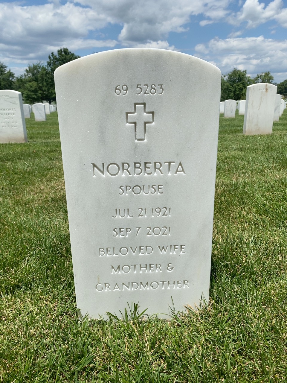 Back of headstone — Fred C Runfola