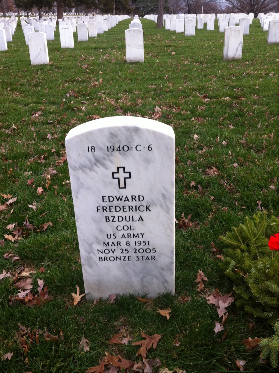 Back of headstone — Edward Bzdula