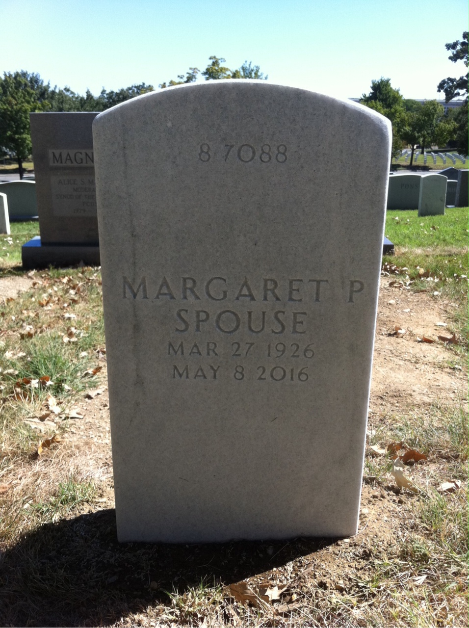 Back of headstone — Walter J Hennessy