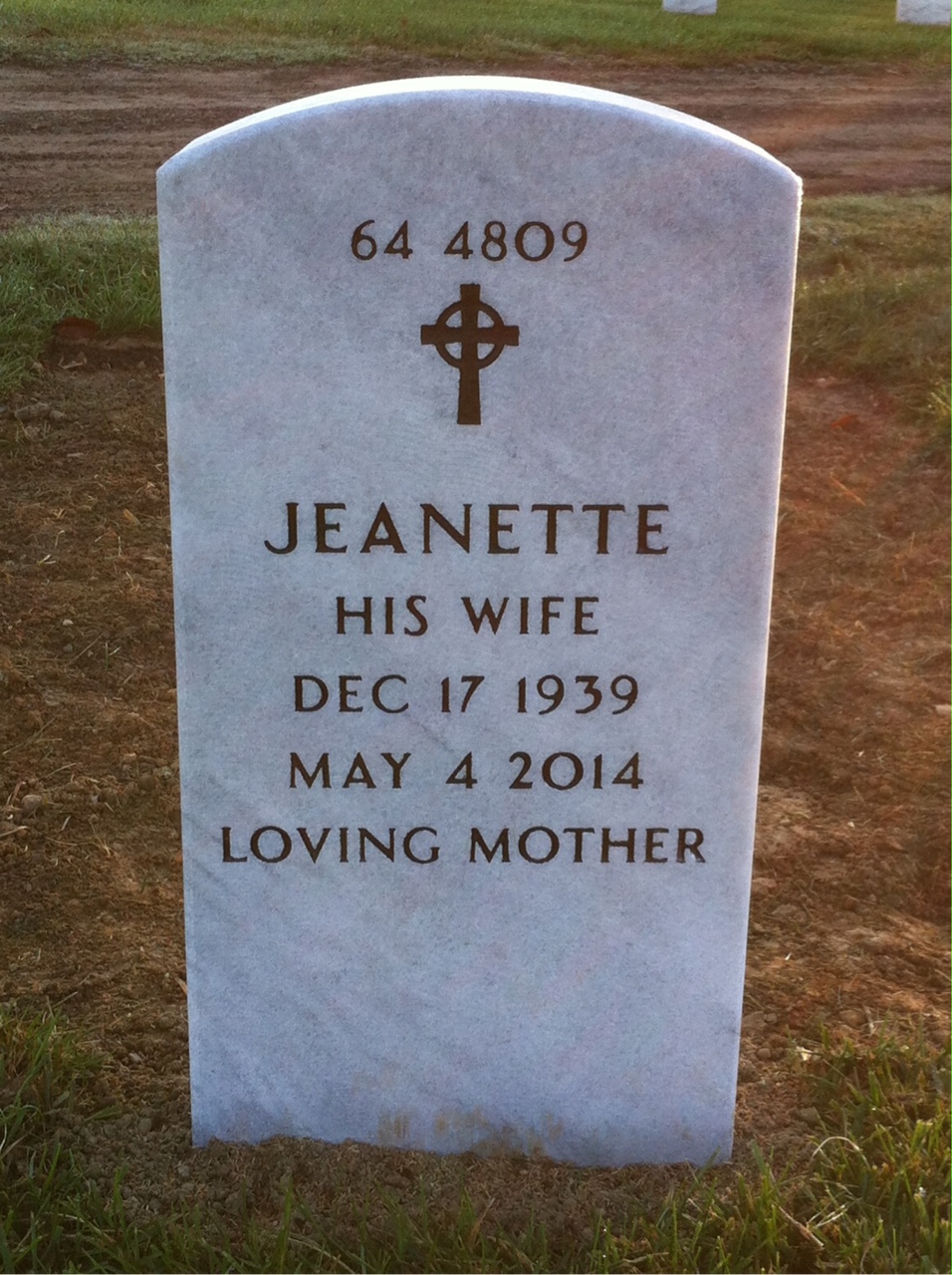 Back of headstone — John Harrison