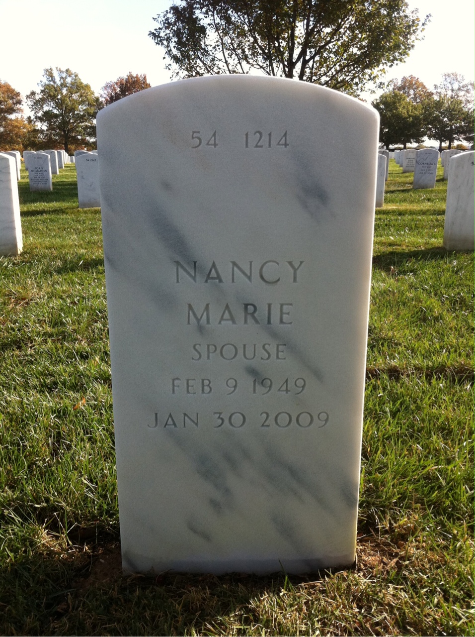 Back of headstone — Carroll Lancaster