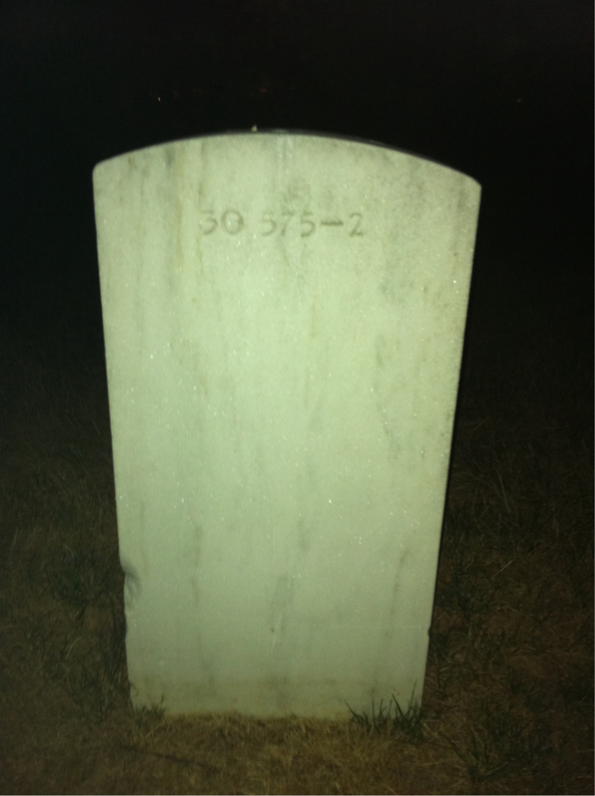 Back of headstone — Walter John Kackley