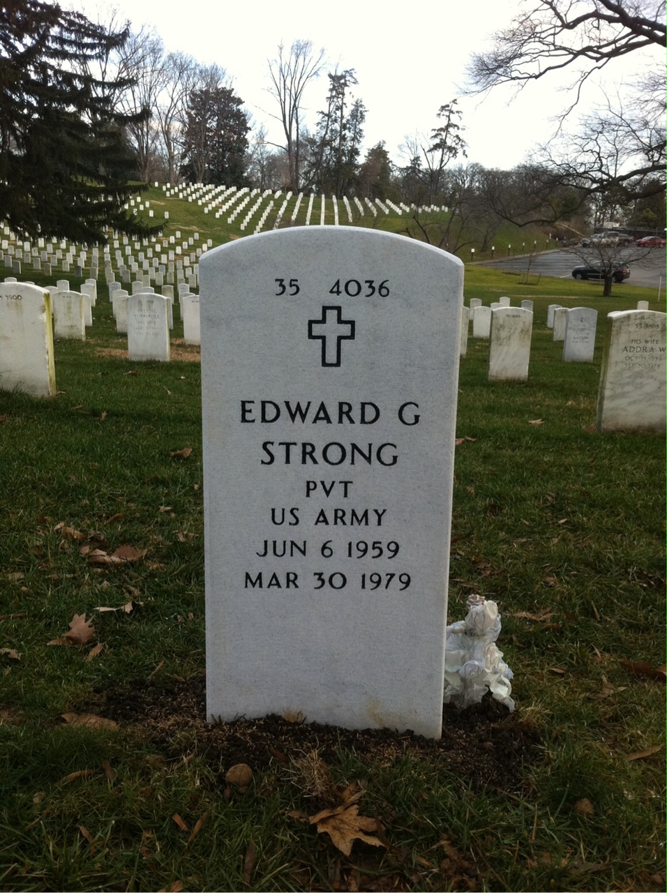 Back of headstone — Edward Strong