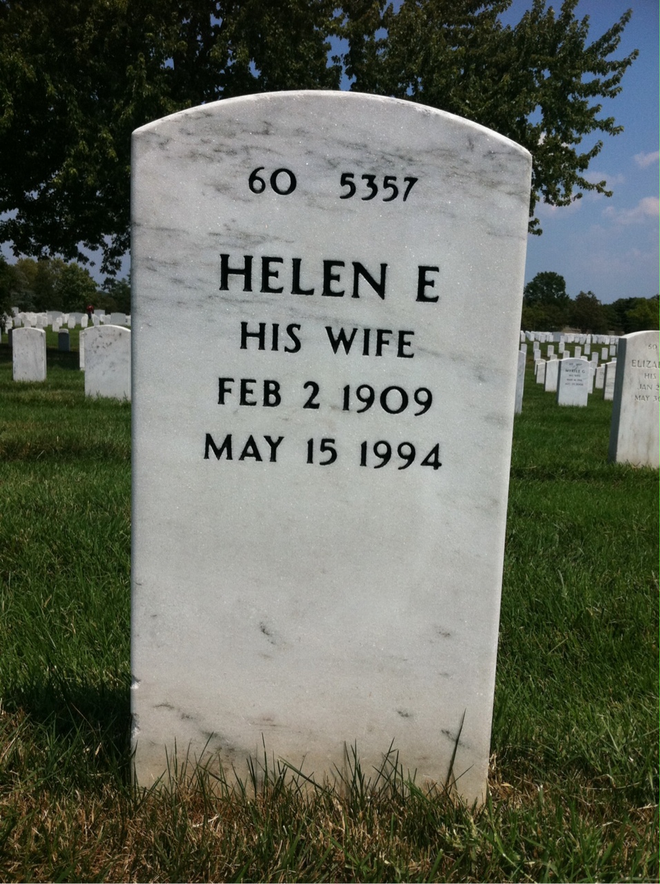 Back of headstone — Raymond Flower
