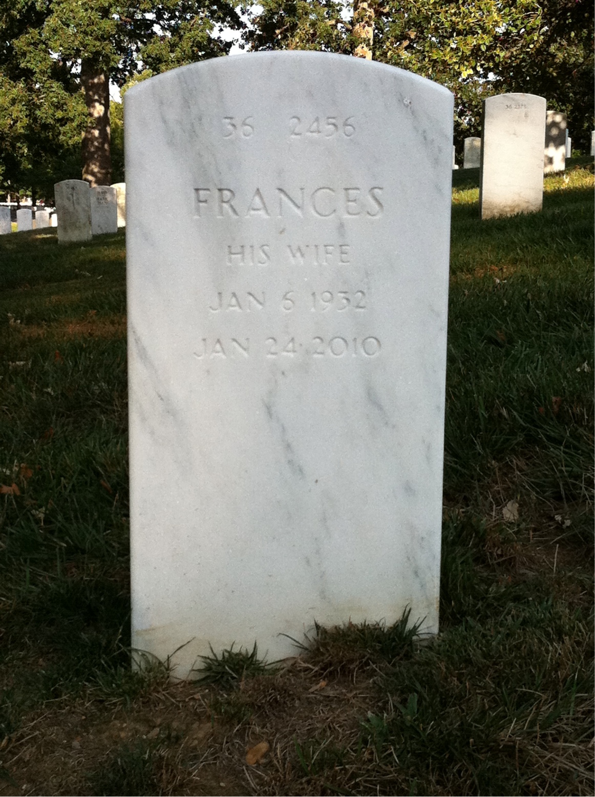 Back of headstone — Paul Vinansky