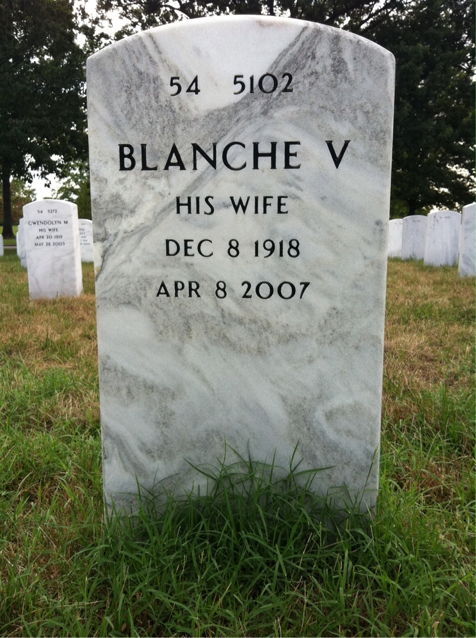 Back of headstone — Sherman Parry