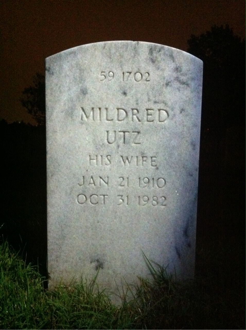 Back of headstone — Earle Alfred