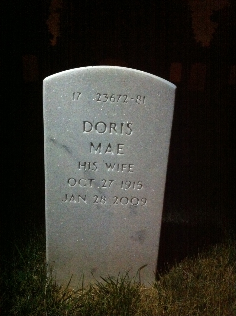 Back of headstone — Charles Moser