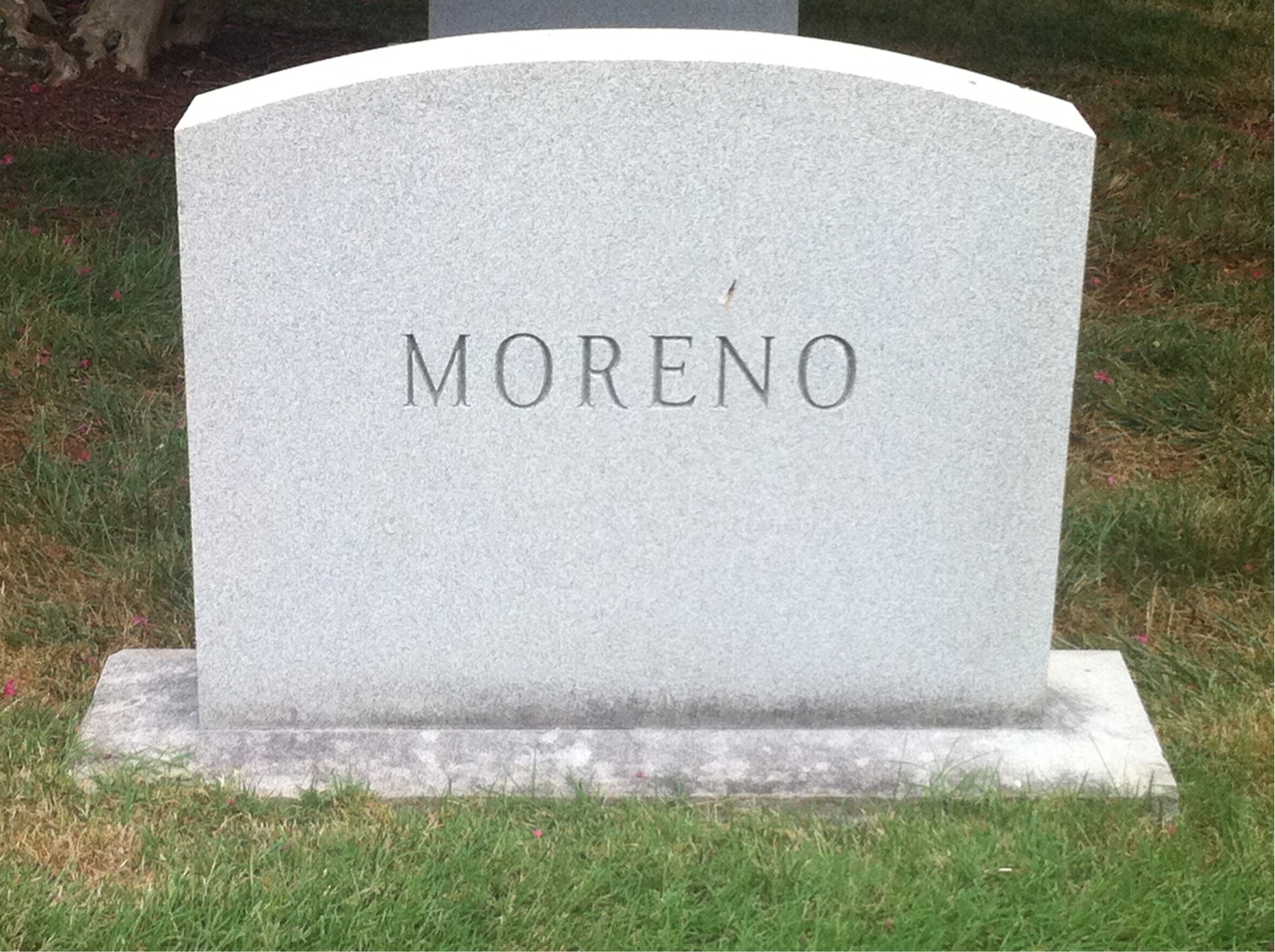 Back of headstone — Margaret Moreno