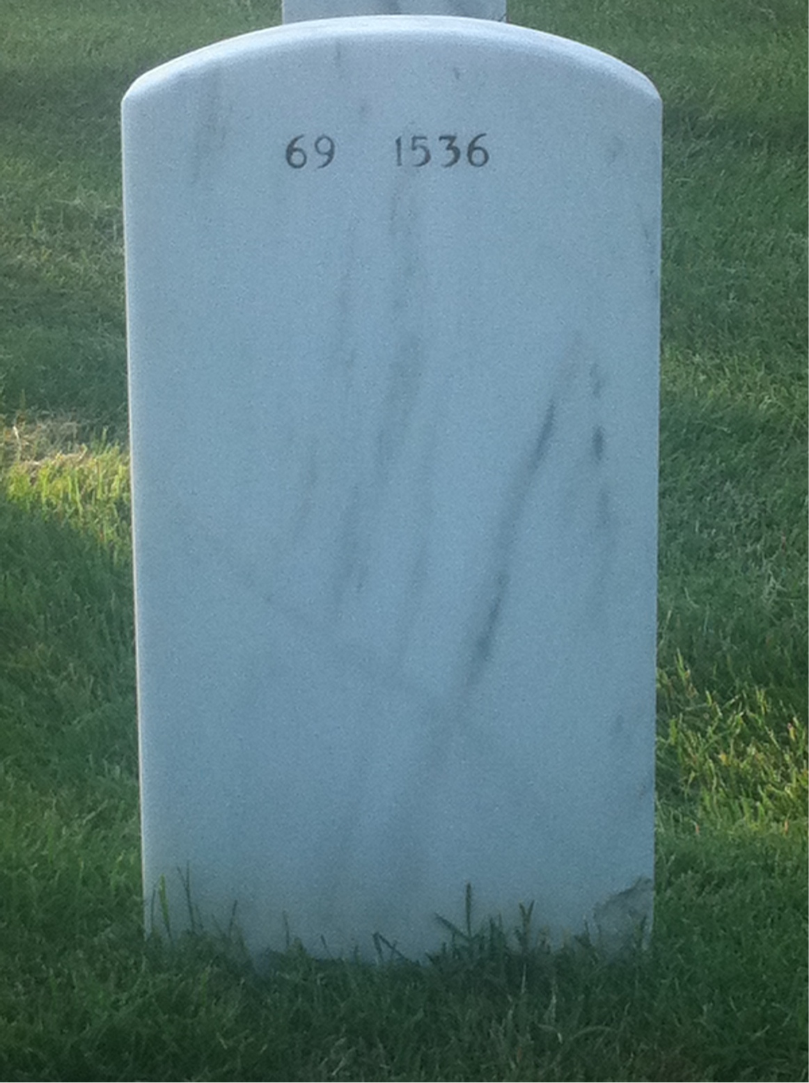 Back of headstone — Willard James
