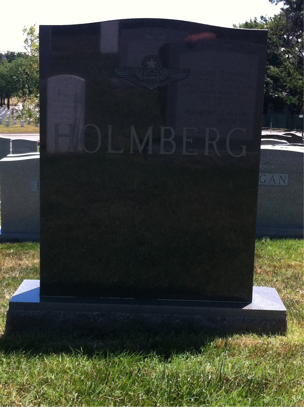 Back of headstone — John Holmberg