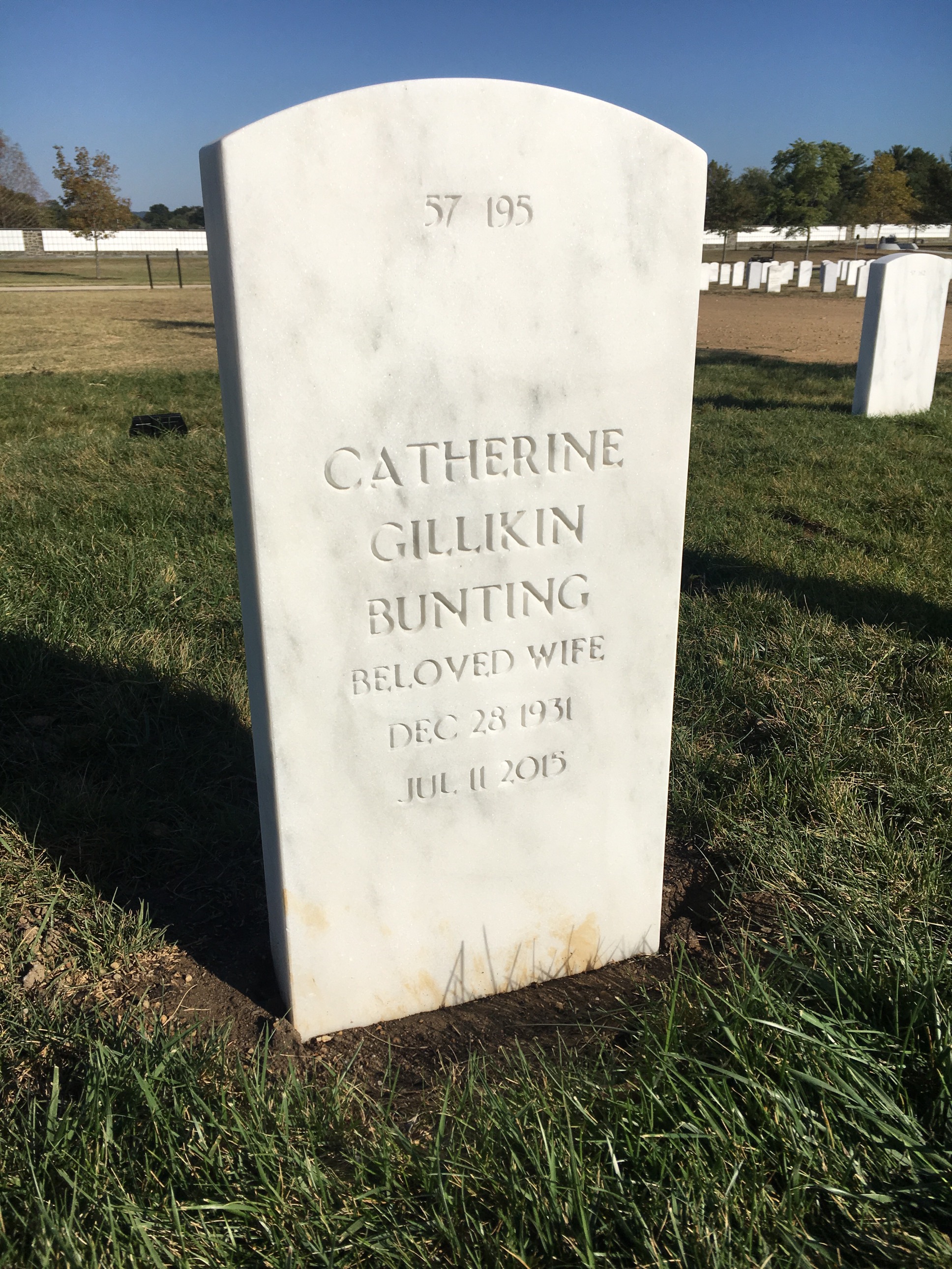 Back of headstone — Joseph Otis Bunting