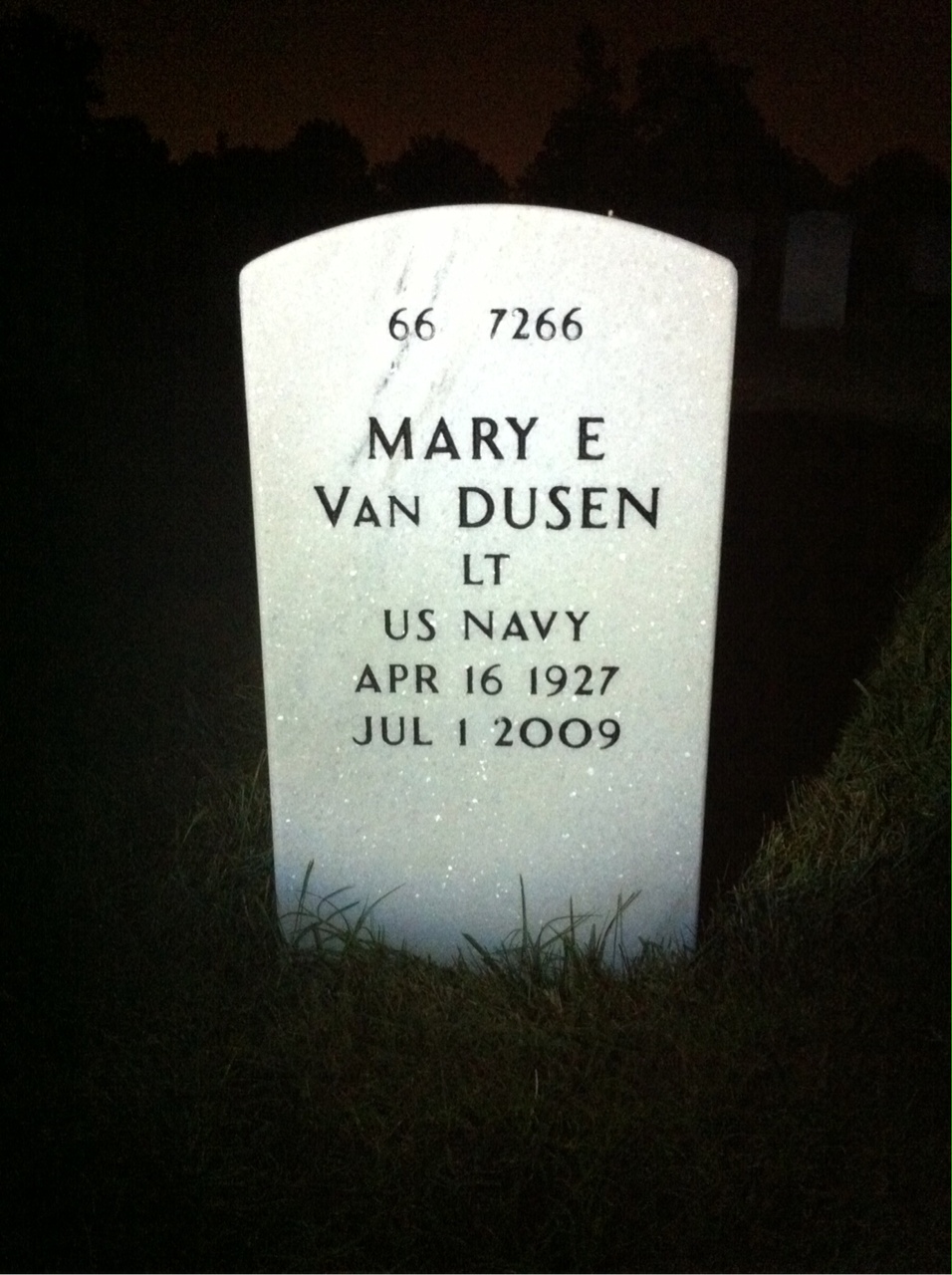 Back of headstone — Harold Van Dusen