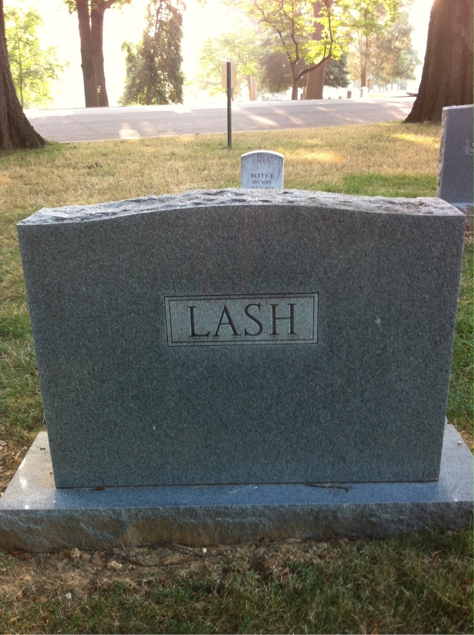 Back of headstone — Frederick Lash