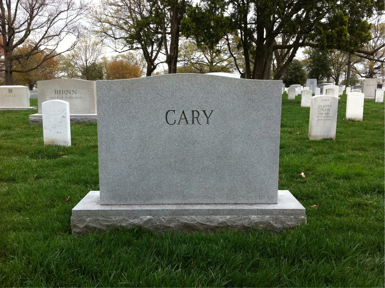 Back of headstone — Randolph Cary