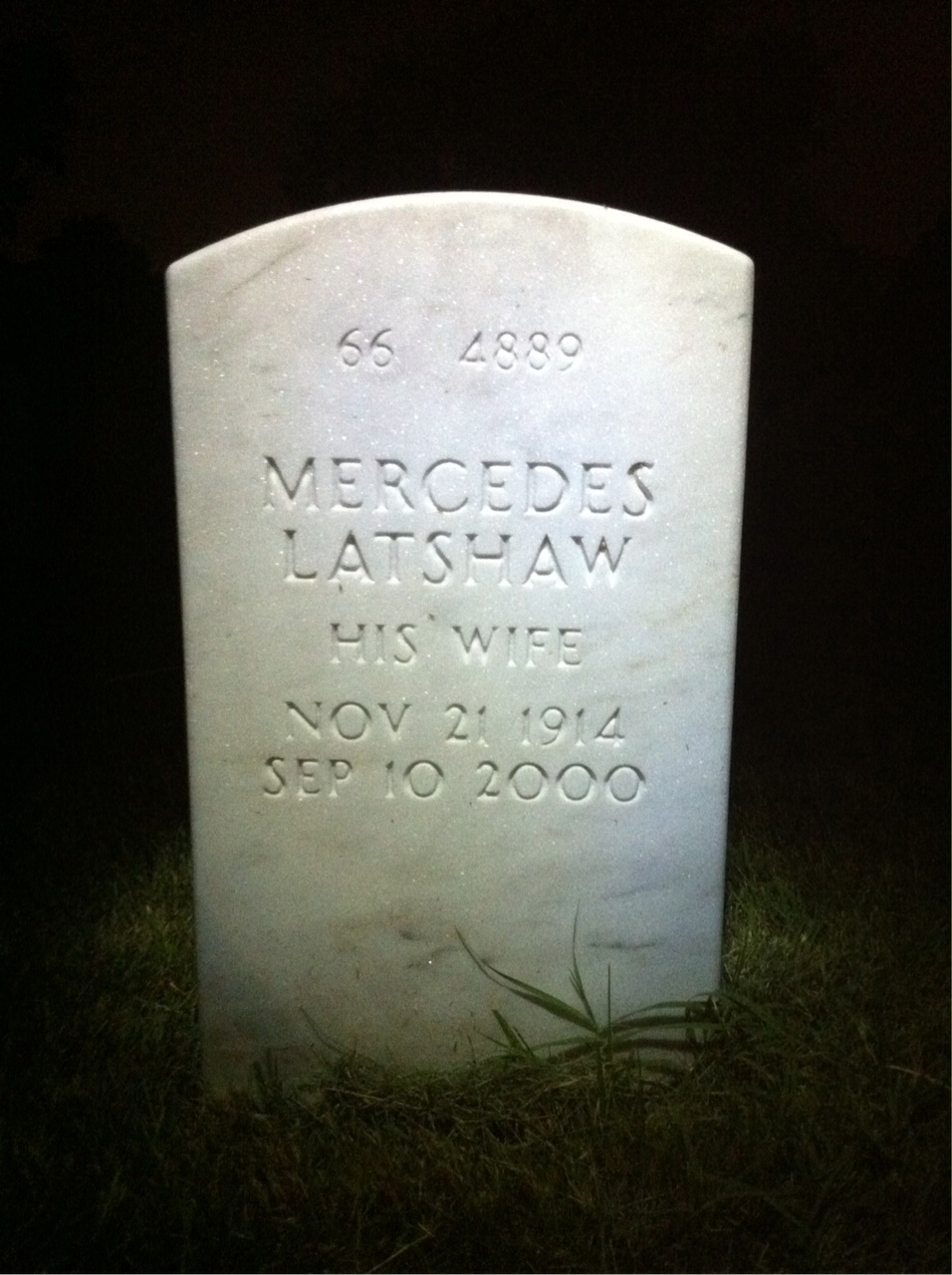 Back of headstone — Mercedes Anderson