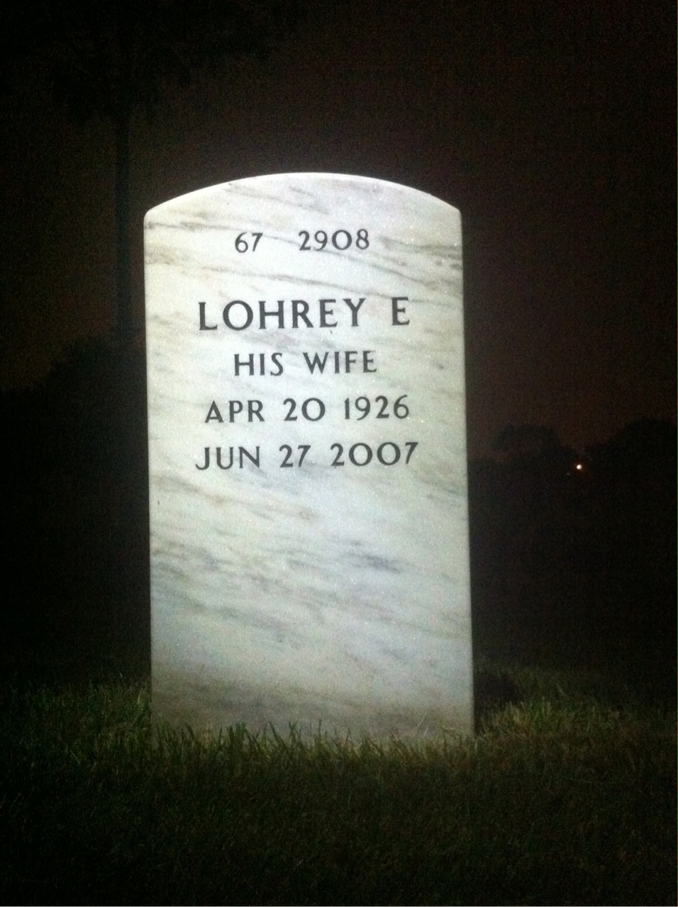 Back of headstone — Elcainor Jaeger