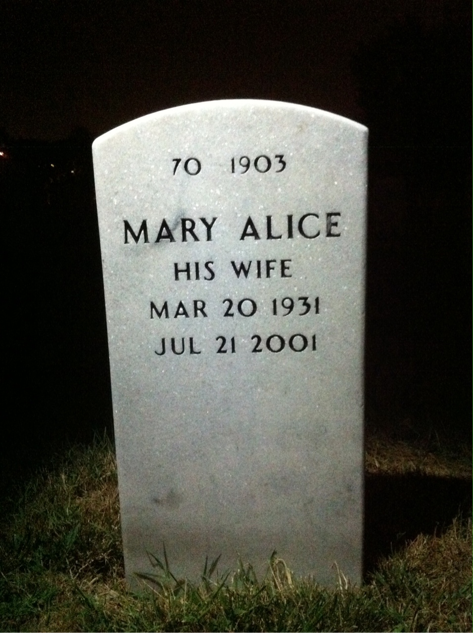 Back of headstone — George Peterson