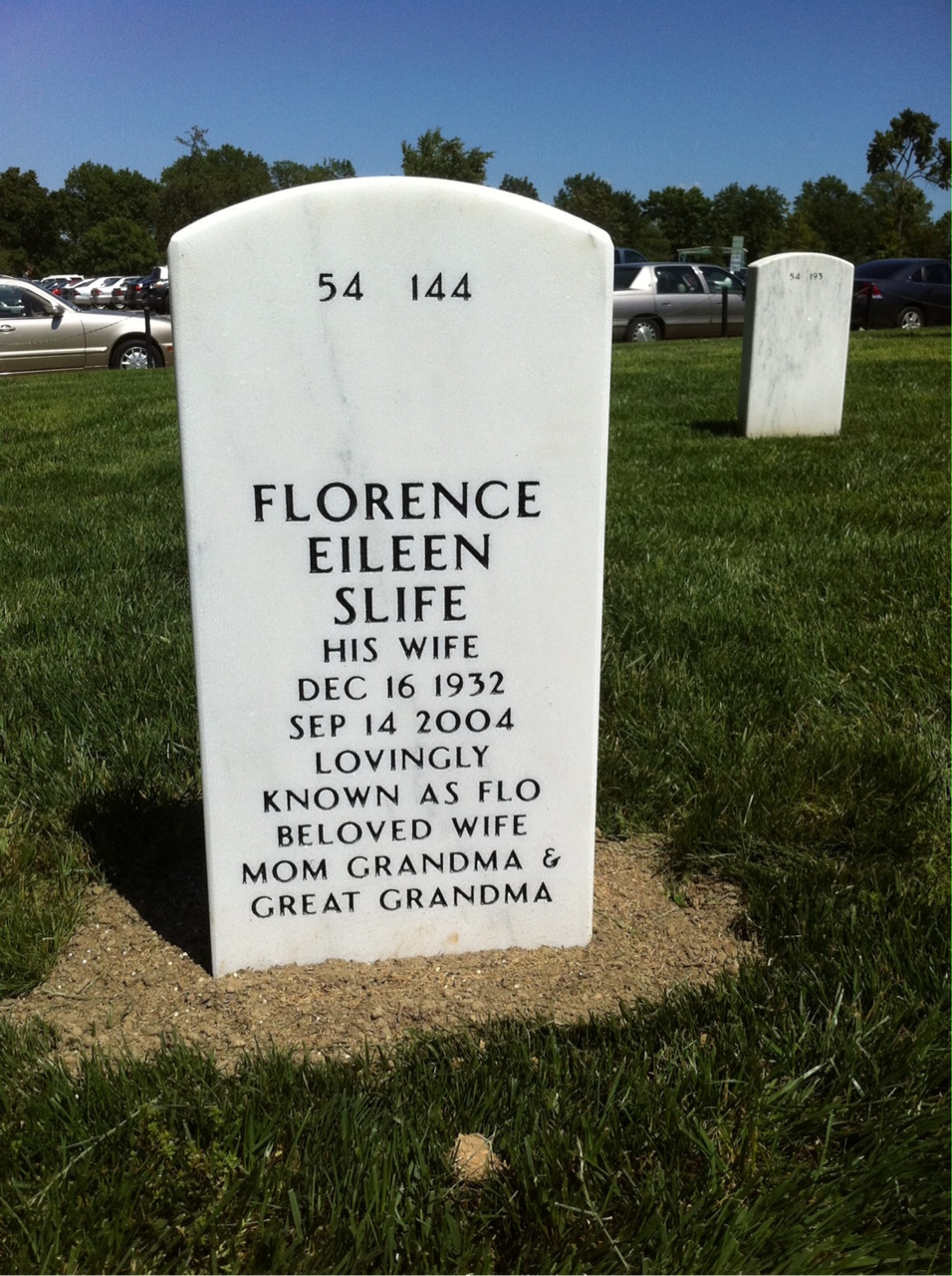Back of headstone — Oliver Wells
