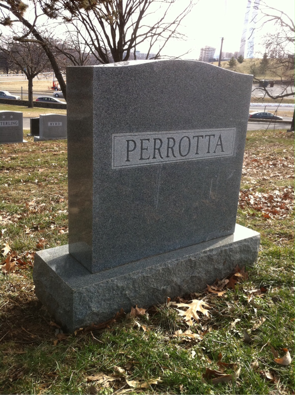 Back of headstone — Albert Perrotta