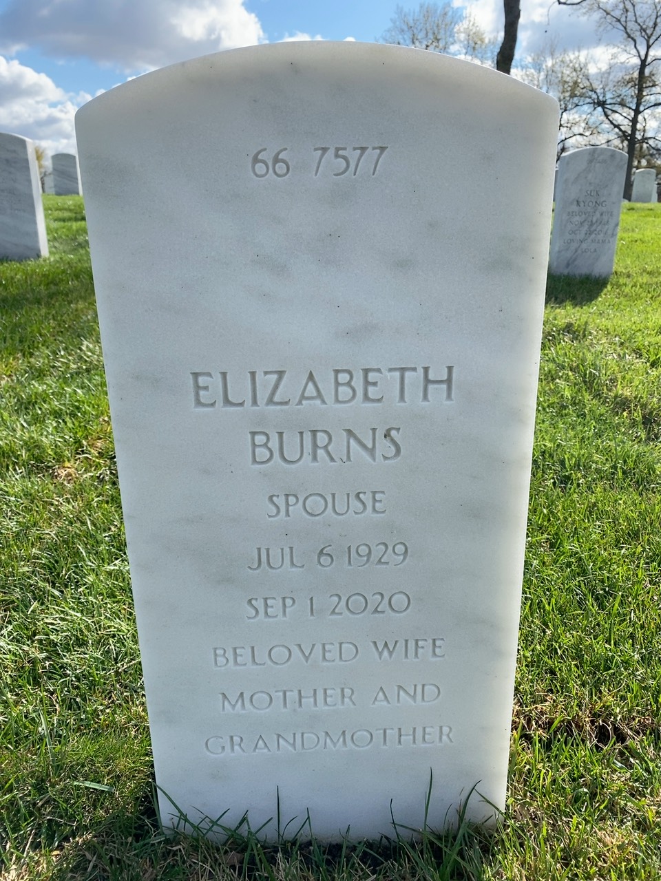 Back of headstone — James Walk