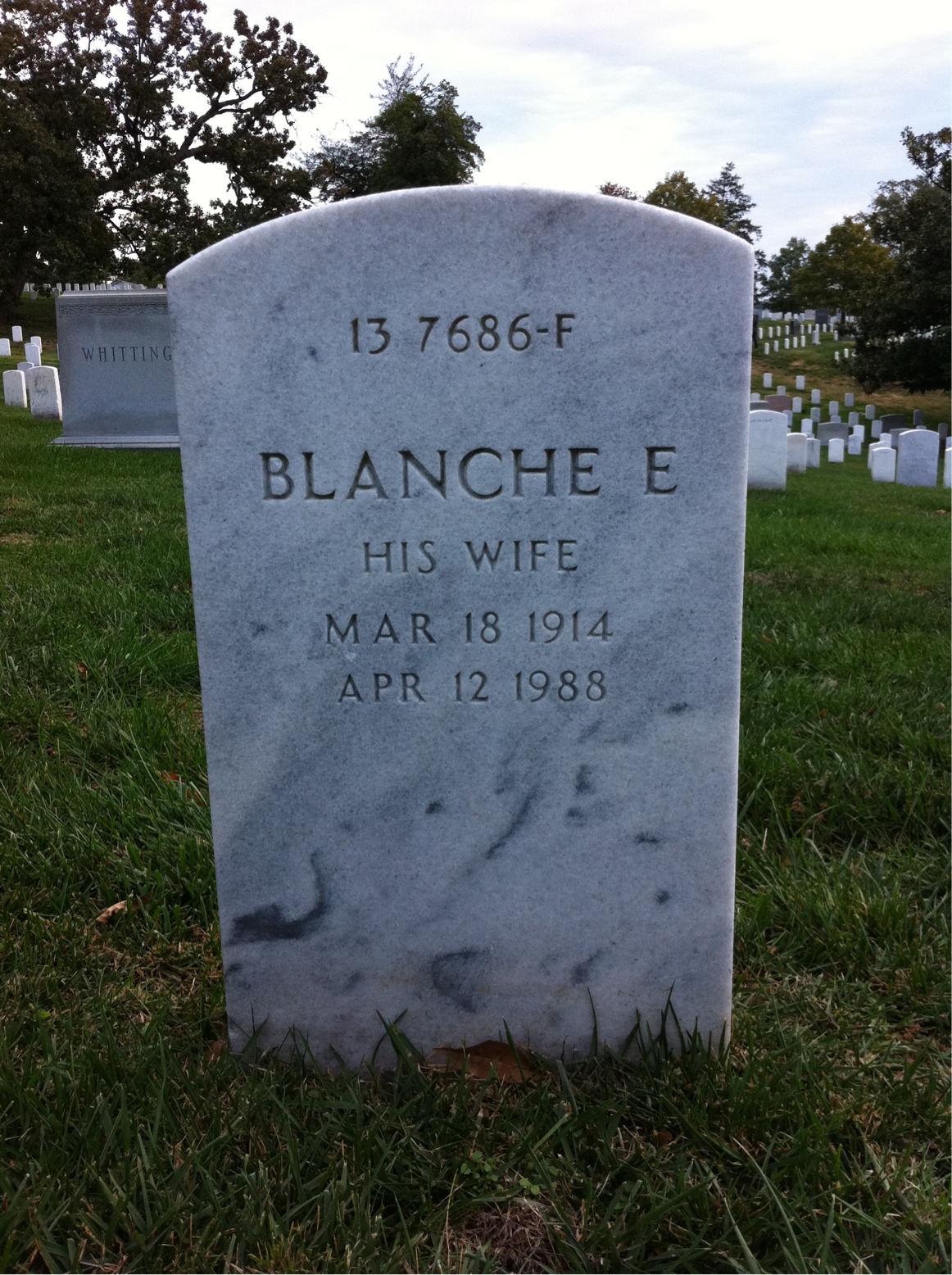 Back of headstone — Clarence W Jerles