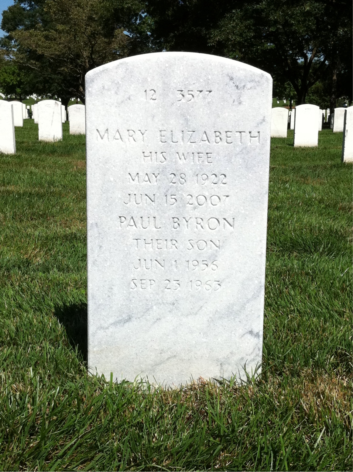 Back of headstone — Byron Harrison