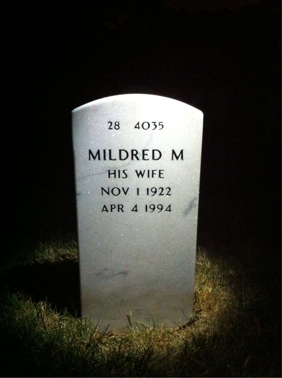 Back of headstone — Hugh Dievendorf