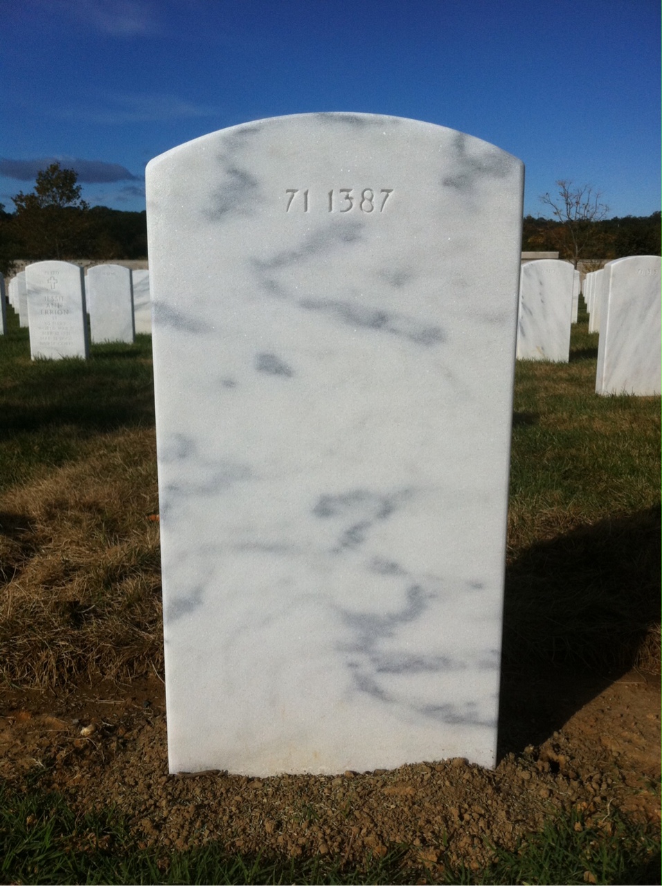 Back of headstone — Thomas J Hoskins