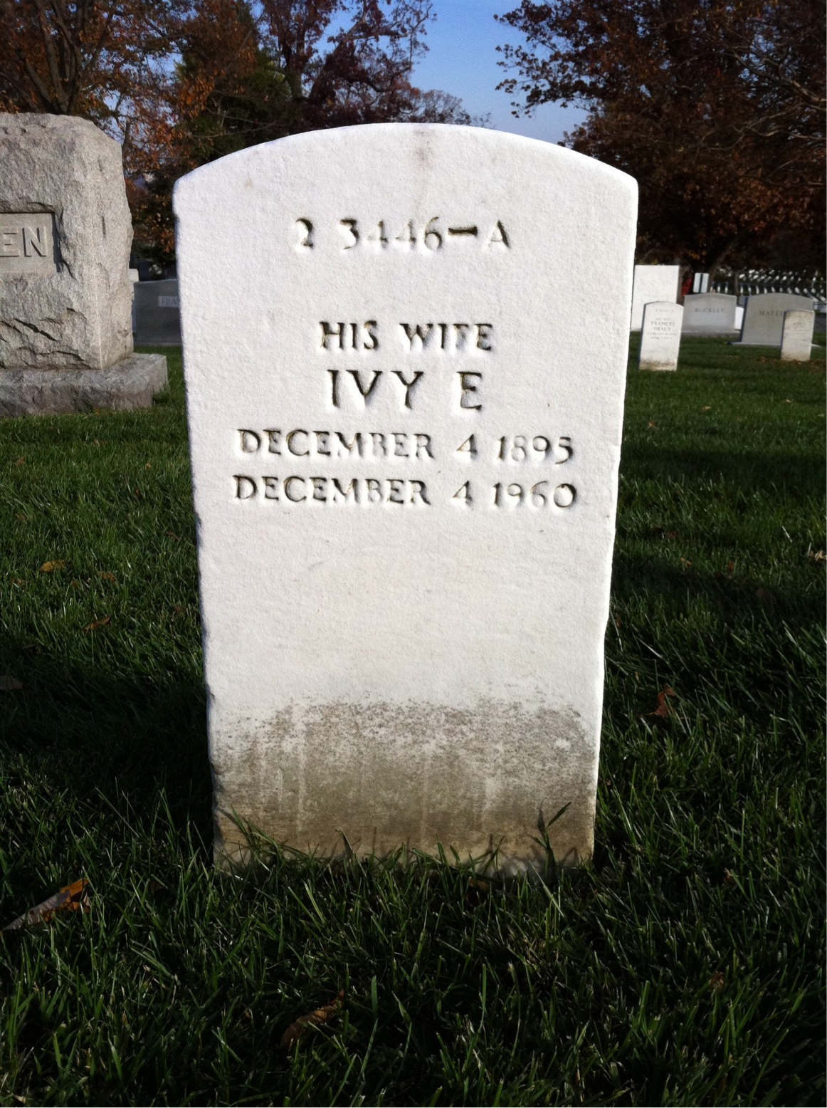 Back of headstone — Ivy Bagshaw