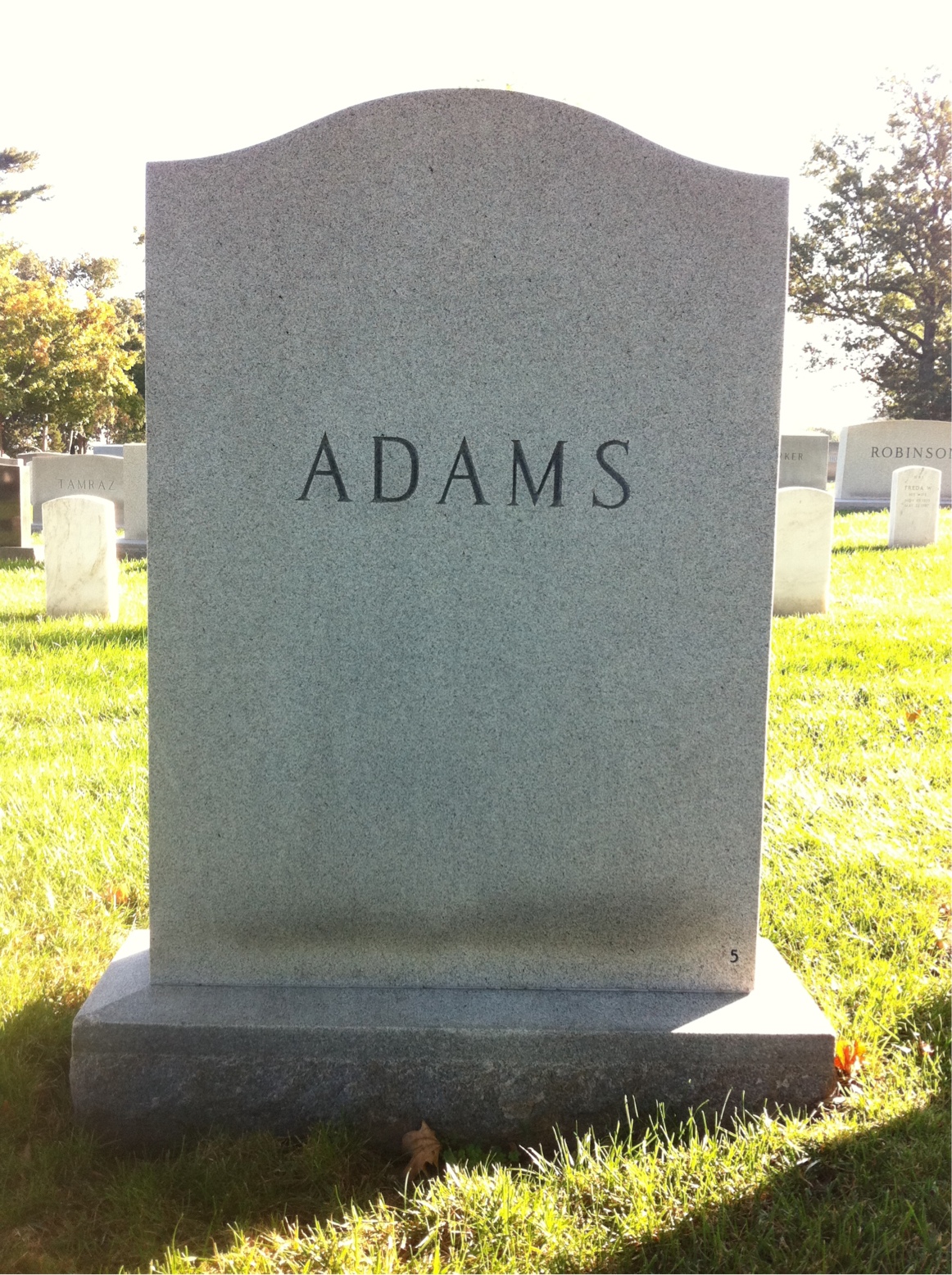 Back of headstone — Clayton Adams