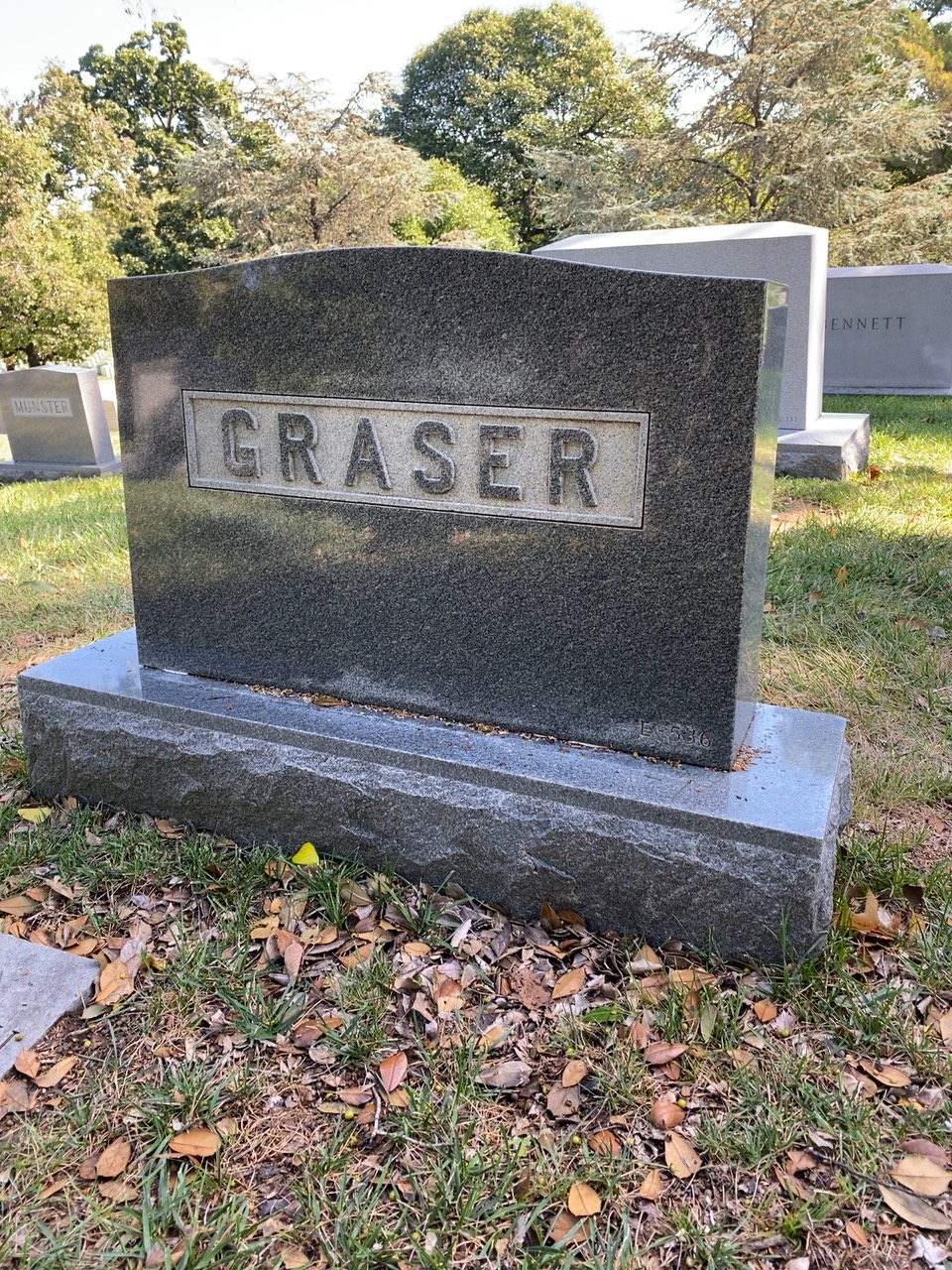 Back of headstone — Harry Carl Graser