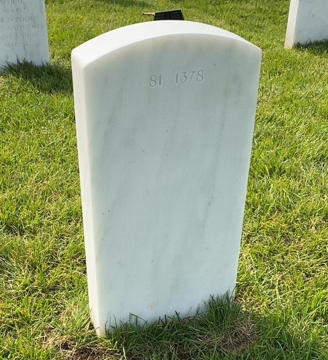 Back of headstone — Oliver Bailey