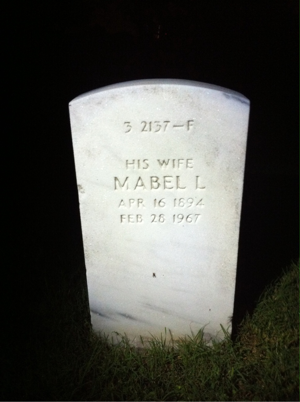 Back of headstone — William E Holmes