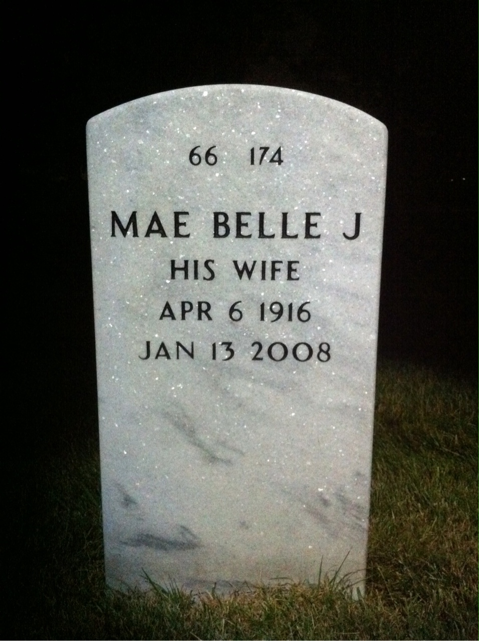 Back of headstone — James Stanley