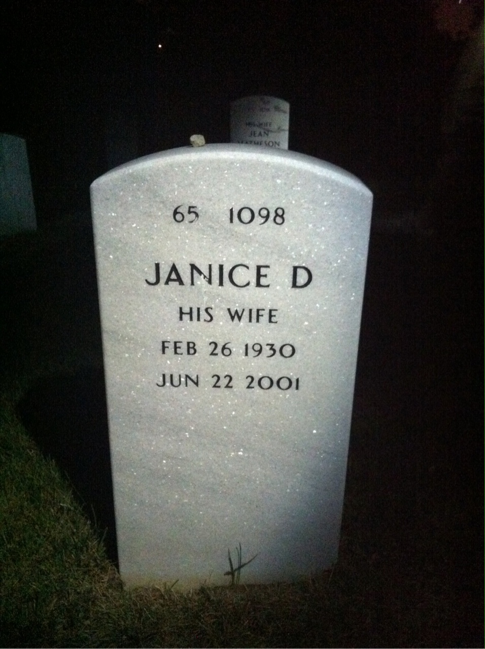 Back of headstone — Robert Howland