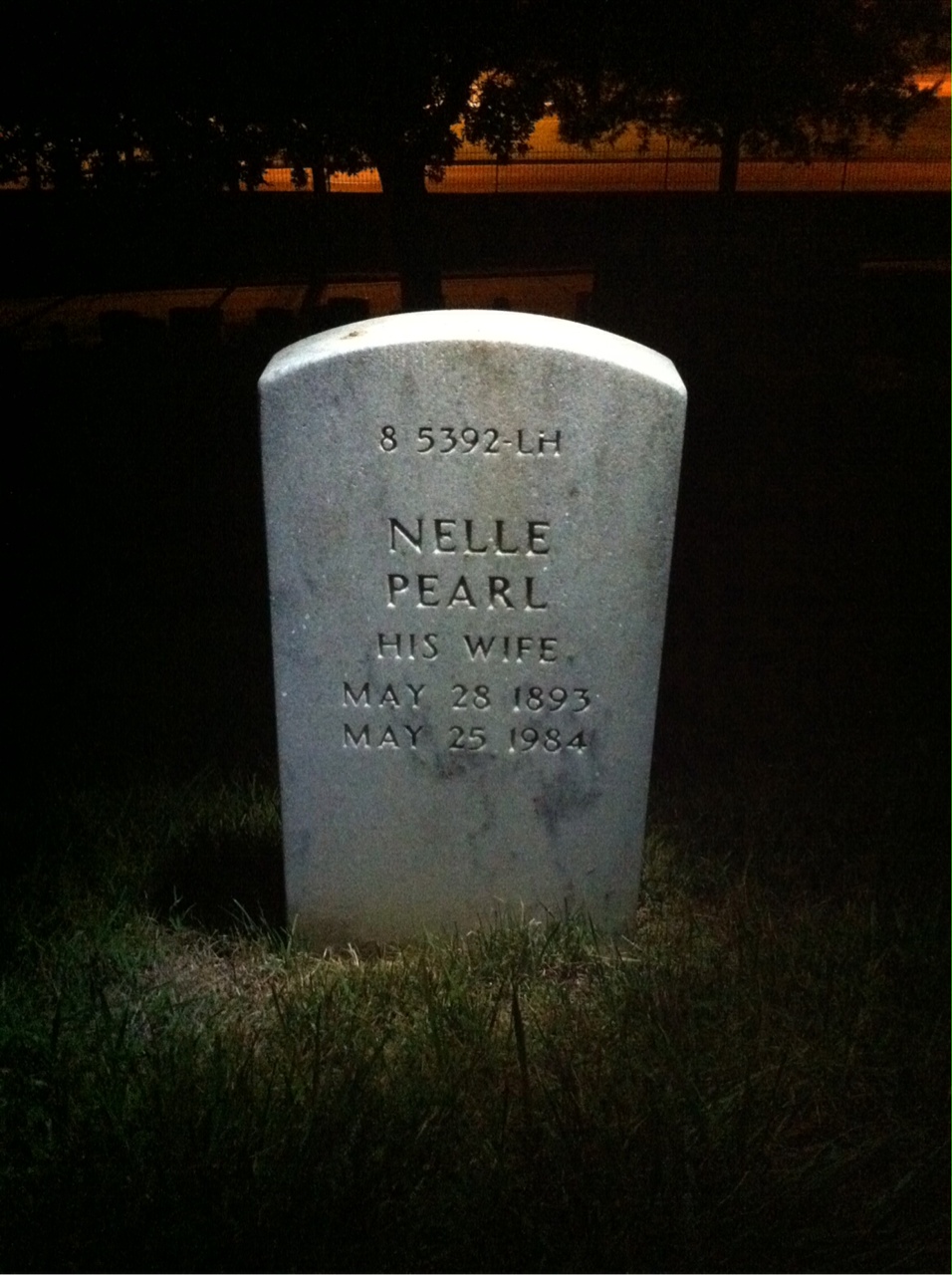 Back of headstone — Nelle Morris