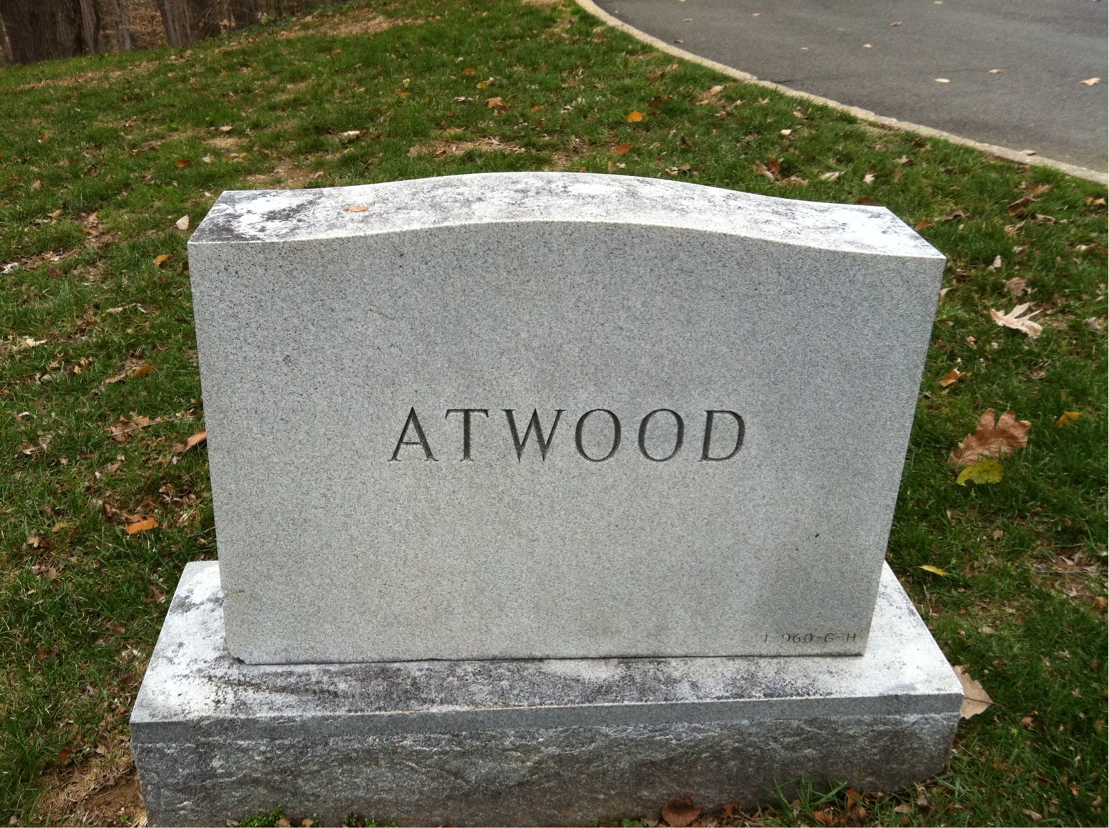 Back of headstone — Lois Atwood