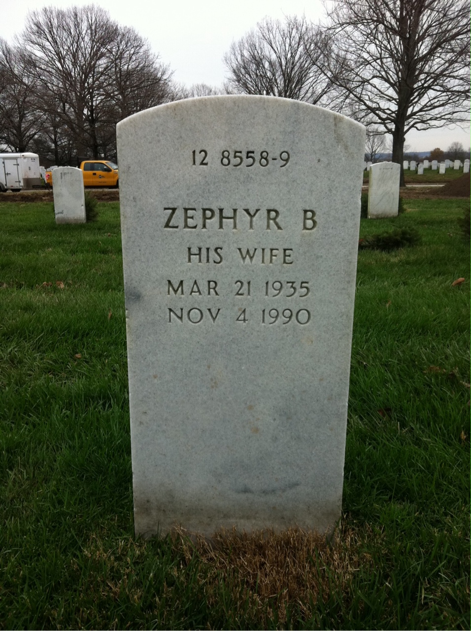 Back of headstone — Zephyr Miller