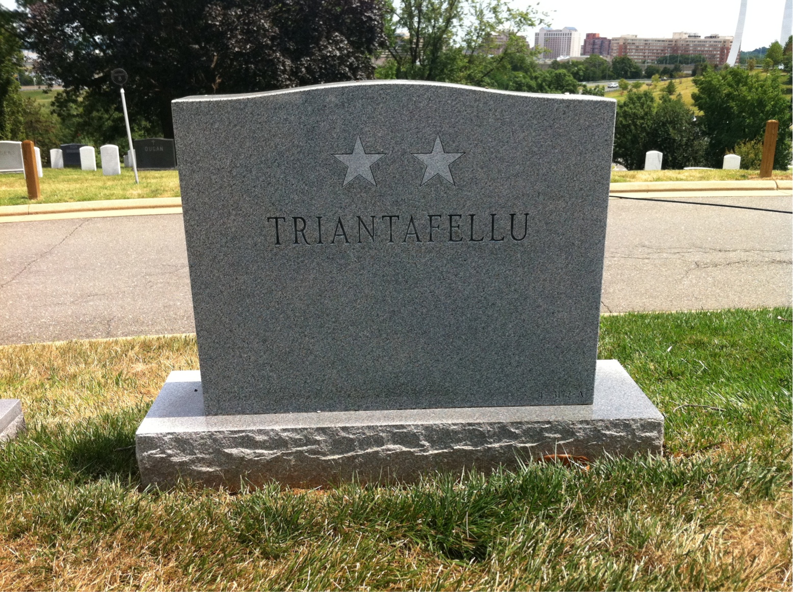 Back of headstone — Rockly Triantafellu