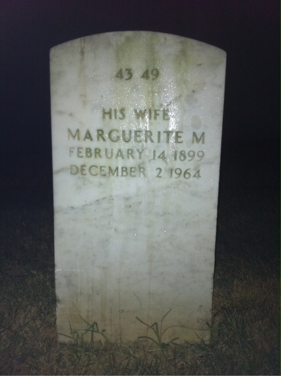 Back of headstone — William J Bell